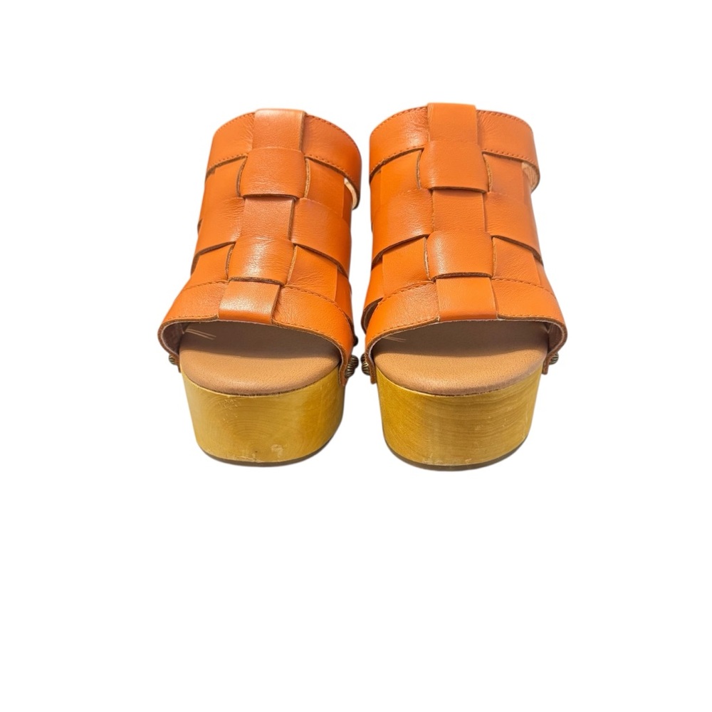 DINGO Women Dagwood‎ Leather Platform Heel Sandal Clogs Boho Orange Sz 8.5 - Picture 4 of 10